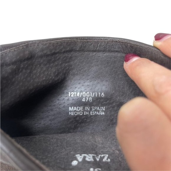 ZARA Brown Suede Leather Wedge Cuffed Knee High Boots Size 37 Made in Spain GUC - Picture 8 of 10